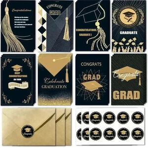 Graduation Cards with Envelopes and Gold Foil, 24 Pack Bulk with envelopes